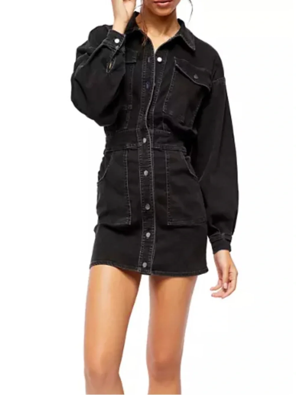 Free People Black Denim Dress